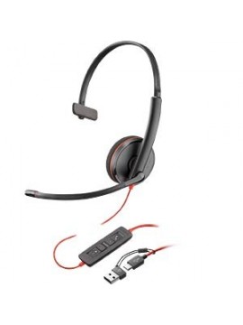 Auriculares Poly Blackwire 3210 monaural USB-C+ adaptador USB-C/A